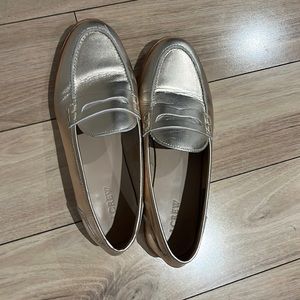 Jcrew gold leather loafers. Size 9